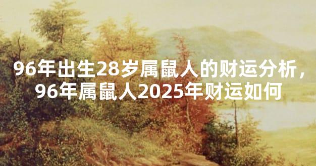 96年出生28岁属鼠人的财运分析，96年属鼠人2025年财运如何